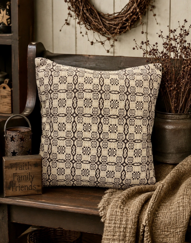 SARATOGA CHOCOLATE/LINEN PILLOW 20X20